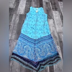 Sundance Serenity Midi Dress Orange Blue Sleeveless NEW NWT 12 Bandana V